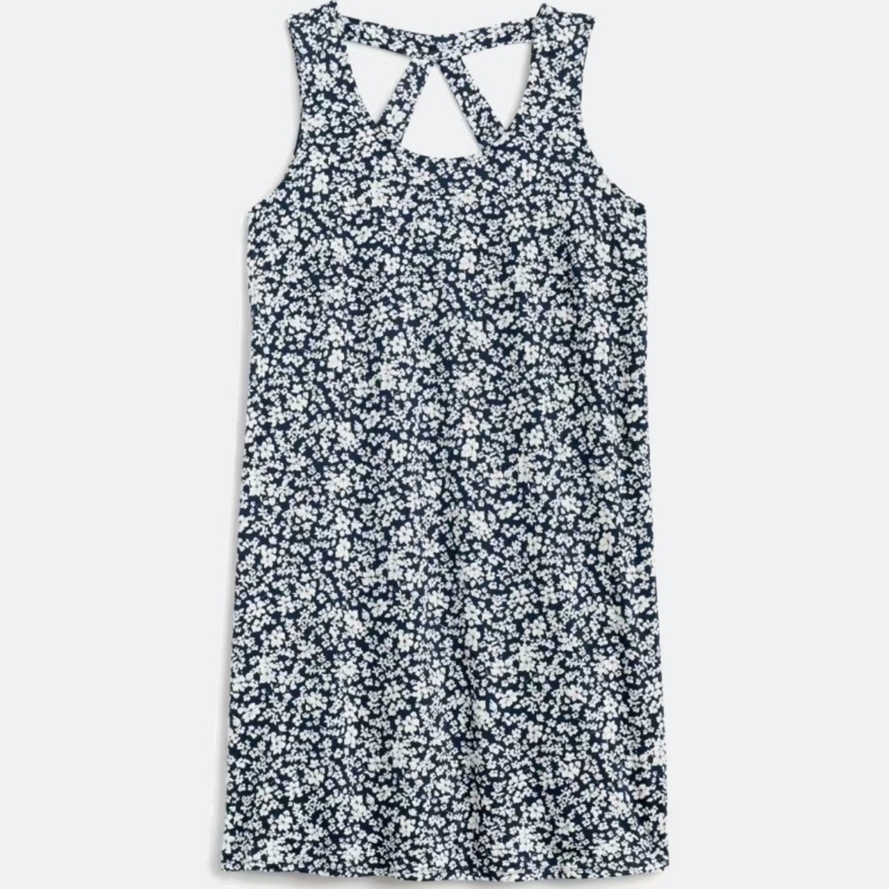 Far Knit Back Detail Dress Navy and White